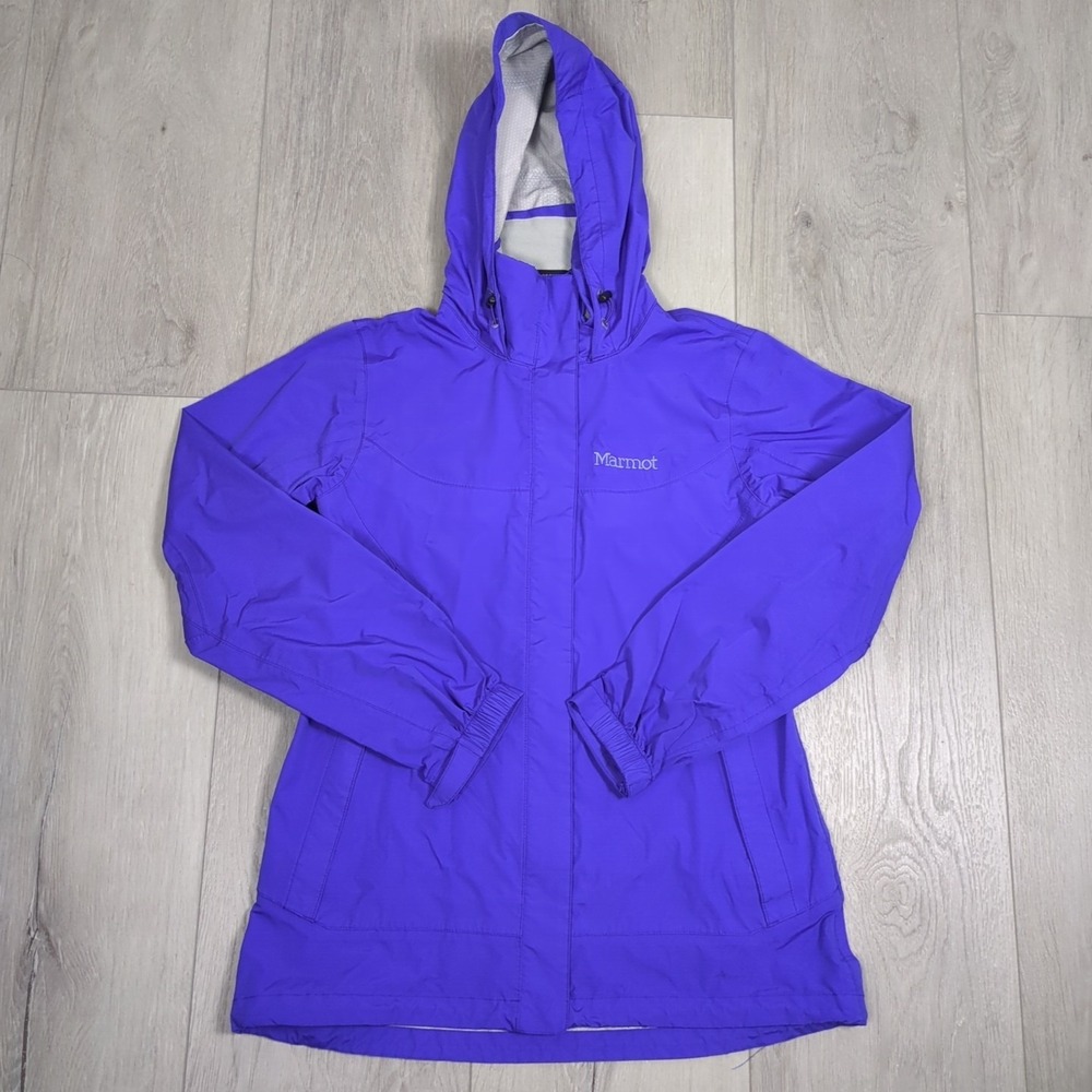 Marmot Precip Jacket Womens Small Blue Lightweight Windbreaker Full Zip Hooded